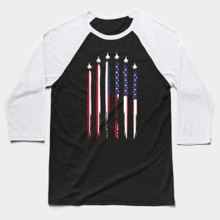 American Flag USA Airplane Jet Fighter 4th of July Patriotic T-Shirt Baseball T-Shirt